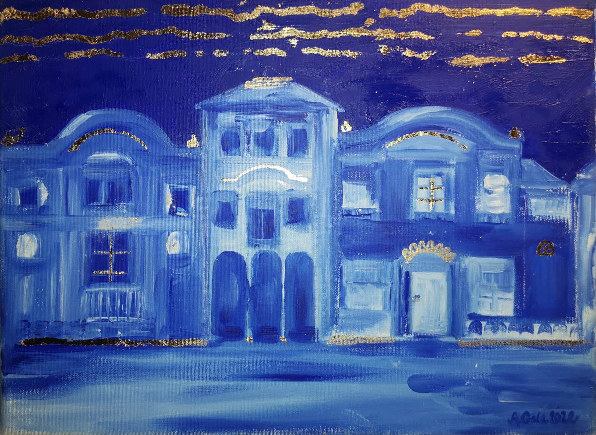Cobalt blue city during night.